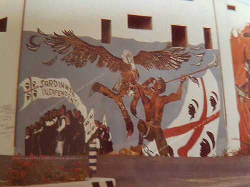 Terralba:Murale di protesta anticolonialista e antiamericana