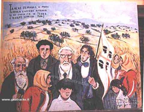 Villamar:Storico murale con i simboli della resistenza sarda